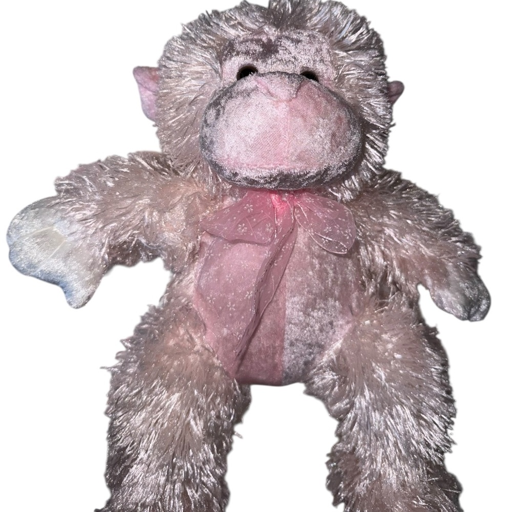 Kellytoy Metallic Pink and Silver Plush Monkey Stuffed Animal